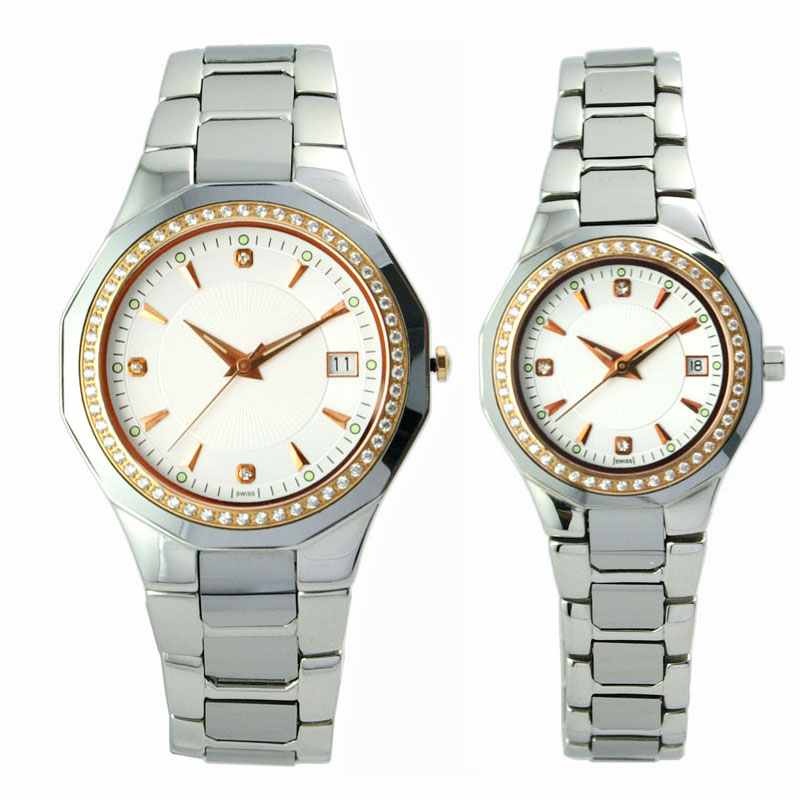 Stainless Steel & Tungsten Steel Couple Watch