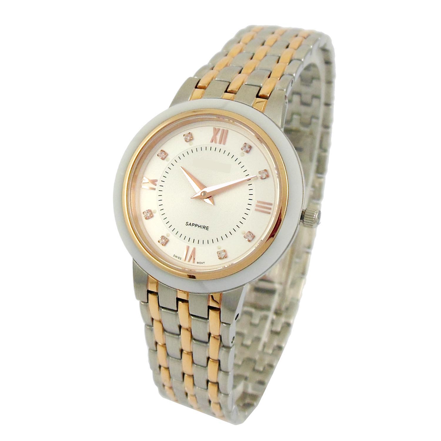 Two-tone luminous stainless steel watch