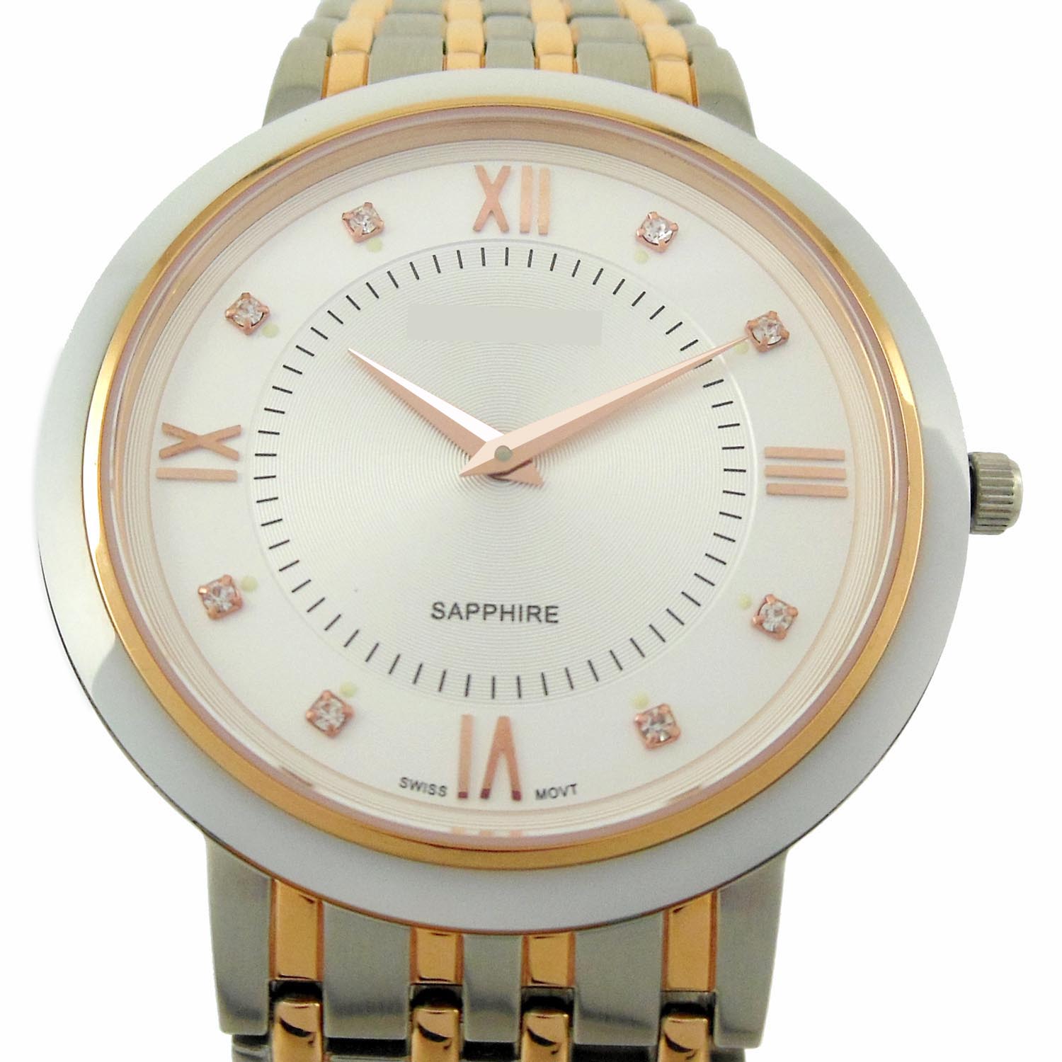 Two-tone luminous stainless steel watch