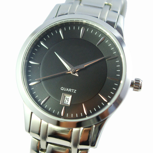 Classic Black Dial Stainless Steel Watch