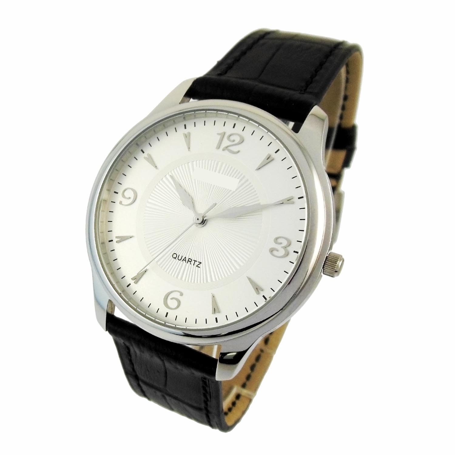 Steel Color Debossed Dial Men Watch