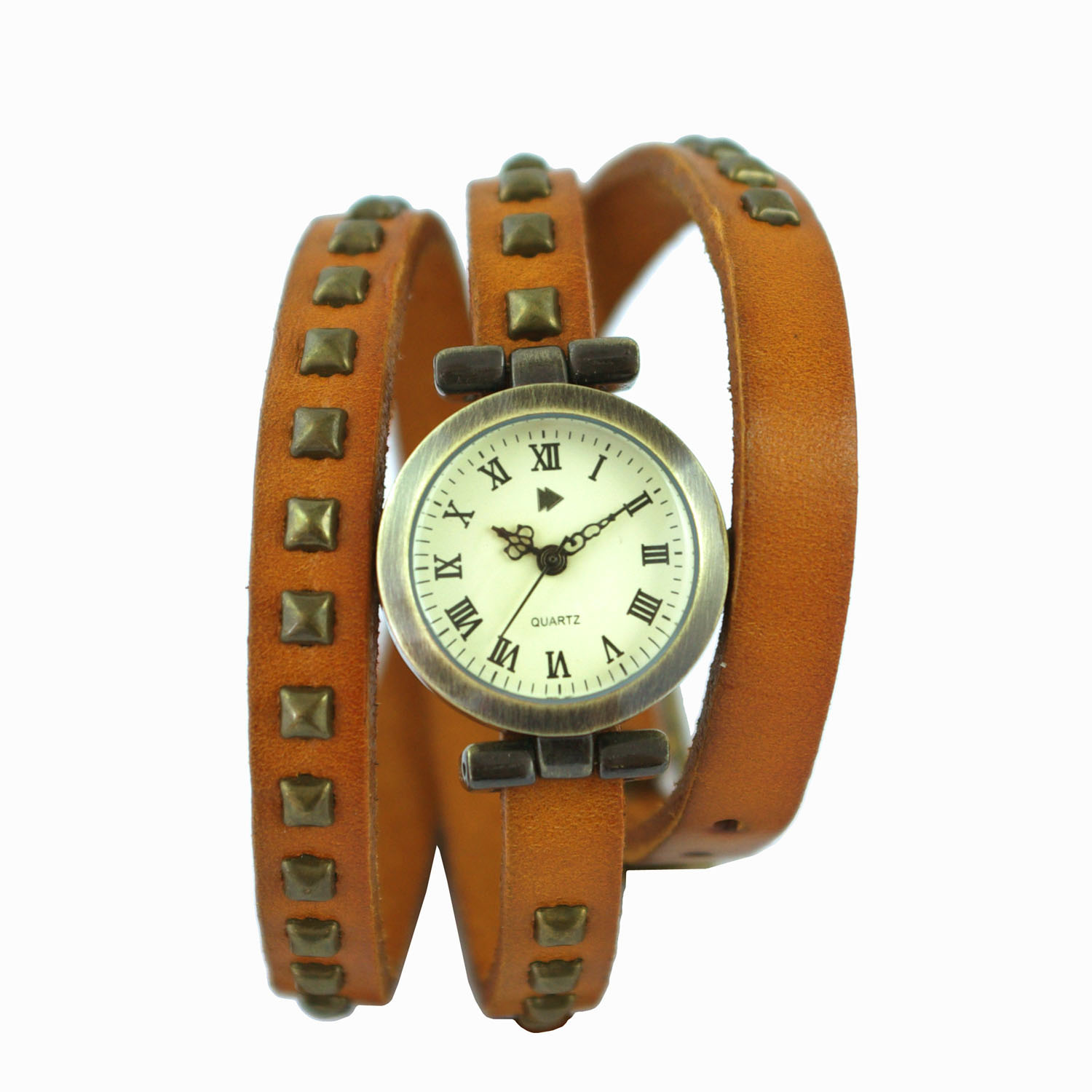 Gun Color Case Vintage Leather Band Ladies Watch