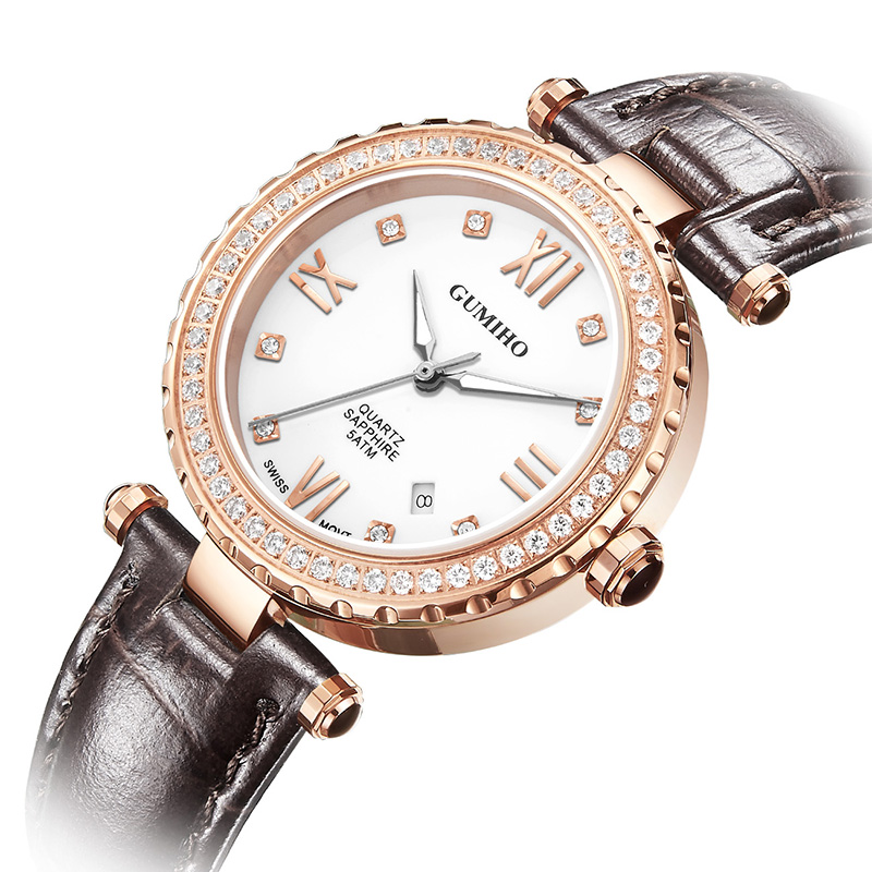 Lady Mechanical Watch With Swiss Movt And Leather Calf Strap