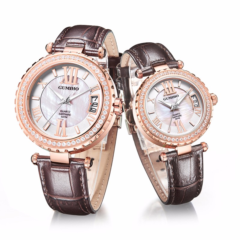 Leather Strap Couple Watch With Japan Movt