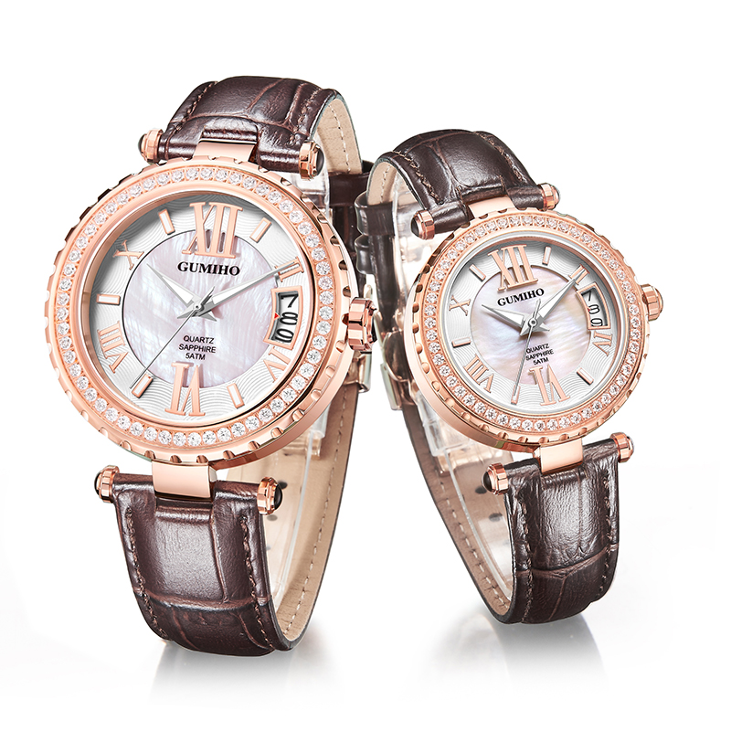 Leather Strap Couple Watch With Japan Movt