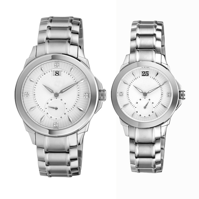 Steel Color Couple Watch